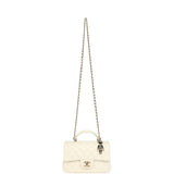 Chanel Mini Rectangular Flap Bag with Top Handle White Lambskin Light Gold Hardware - Thumbnail View 7