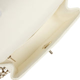 Chanel Mini Rectangular Flap Bag with Top Handle White Lambskin Light Gold Hardware - Thumbnail View 12