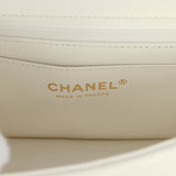 Chanel Mini Rectangular Flap Bag with Top Handle White Lambskin Light Gold Hardware - Thumbnail View 10