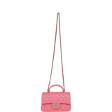 Chanel Mini Rectangular Flap Bag with Top Handle Pink Lambskin Light Gold Hardware - Thumbnail View 7