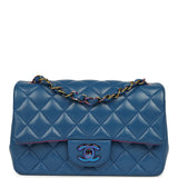Pre-owned Chanel Mini Rectangular Flap Bag Blue, Purple Lambskin Rainbow Hardware - Thumbnail View 1