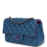 Pre-owned Chanel Mini Rectangular Flap Bag Blue, Purple Lambskin Rainbow Hardware - Thumbnail View 5