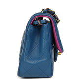 Pre-owned Chanel Mini Rectangular Flap Bag Blue, Purple Lambskin Rainbow Hardware - Thumbnail View 3