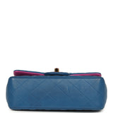 Pre-owned Chanel Mini Rectangular Flap Bag Blue, Purple Lambskin Rainbow Hardware - Thumbnail View 6