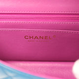 Pre-owned Chanel Mini Rectangular Flap Bag Blue, Purple Lambskin Rainbow Hardware - Thumbnail View 9