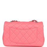Chanel Mini Classic Rectangular Flap Bag Coral Lambskin Silver Hardware - Thumbnail View 4