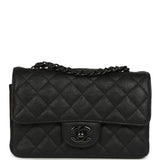 Pre-owned Chanel Mini Classic Rectangular Flap Bag So Black Crumpled Calfskin Black Hardware - Thumbnail View 1