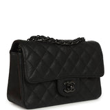 Pre-owned Chanel Mini Classic Rectangular Flap Bag So Black Crumpled Calfskin Black Hardware - Thumbnail View 2