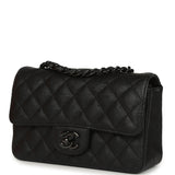 Pre-owned Chanel Mini Classic Rectangular Flap Bag So Black Crumpled Calfskin Black Hardware - Thumbnail View 5