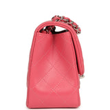 Chanel Mini Classic Square Flap Bag Pink Lambskin Silver Hardware - Thumbnail View 3