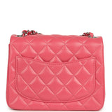 Chanel Mini Classic Square Flap Bag Pink Lambskin Silver Hardware - Thumbnail View 4