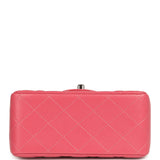 Chanel Mini Classic Square Flap Bag Pink Lambskin Silver Hardware - Thumbnail View 6