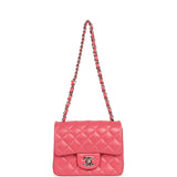 Chanel Mini Classic Square Flap Bag Pink Lambskin Silver Hardware - Thumbnail View 7
