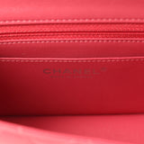 Chanel Mini Classic Square Flap Bag Pink Lambskin Silver Hardware - Thumbnail View 9