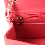 Chanel Mini Classic Square Flap Bag Pink Lambskin Silver Hardware - Thumbnail View 10