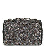 Chanel Mini Bedazzled Classic Rectangular Flap Bag Multicolor Crystals, Black Fabric Light Gold Hardware - Thumbnail View 4