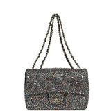 Chanel Mini Bedazzled Classic Rectangular Flap Bag Multicolor Crystals, Black Fabric Light Gold Hardware - Thumbnail View 7
