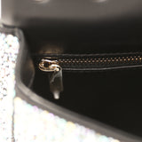 Chanel Mini Bedazzled Classic Rectangular Flap Bag Multicolor Crystals, Black Fabric Light Gold Hardware - Thumbnail View 10