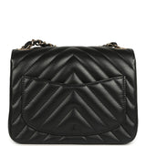 Pre-owned Chanel Mini Chevron Square Flap Bag Black Lambskin Light Gold Hardware - Thumbnail View 5