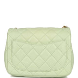 Chanel Mini Square Pearl Crush Flap Bag Light Green Lambskin Antique Gold Hardware - Thumbnail View 4