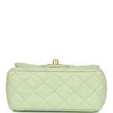 Chanel Mini Square Pearl Crush Flap Bag Light Green Lambskin Antique Gold Hardware - Thumbnail View 6