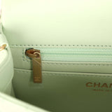 Chanel Mini Square Pearl Crush Flap Bag Light Green Lambskin Antique Gold Hardware - Thumbnail View 11