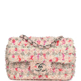 Chanel Mini Rectangular Flap Bag Pink, Multicolored Tweed Bouclé Silver Hardware - Thumbnail View 1
