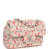 Chanel Mini Rectangular Flap Bag Pink, Multicolored Tweed Bouclé Silver Hardware - Thumbnail View 2