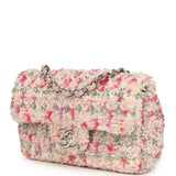 Chanel Mini Rectangular Flap Bag Pink, Multicolored Tweed Bouclé Silver Hardware - Thumbnail View 5