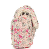 Chanel Mini Rectangular Flap Bag Pink, Multicolored Tweed Bouclé Silver Hardware - Thumbnail View 3