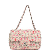 Chanel Mini Rectangular Flap Bag Pink, Multicolored Tweed Bouclé Silver Hardware - Thumbnail View 7