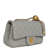 Pre-owned Chanel Mini Pearl Crush Rectangular Flap Bag Grey Lambskin Brushed Gold Hardware - Thumbnail View 2