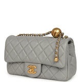 Pre-owned Chanel Mini Pearl Crush Rectangular Flap Bag Grey Lambskin Brushed Gold Hardware - Thumbnail View 5