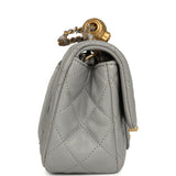 Pre-owned Chanel Mini Pearl Crush Rectangular Flap Bag Grey Lambskin Brushed Gold Hardware - Thumbnail View 3