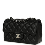 Chanel Mini Classic Rectangular Flap Bag Black Lambskin Silver Hardware - Thumbnail View 5