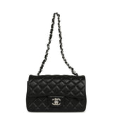 Chanel Mini Classic Rectangular Flap Bag Black Lambskin Silver Hardware - Thumbnail View 7