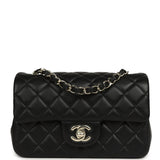 Chanel Mini Classic Rectangular Flap Bag Black Lambskin Silver Hardware - Thumbnail View 1