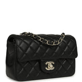 Chanel Mini Classic Rectangular Flap Bag Black Lambskin Silver Hardware - Thumbnail View 2