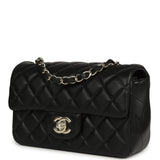 Chanel Mini Classic Rectangular Flap Bag Black Lambskin Silver Hardware - Thumbnail View 5