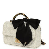Chanel Mini CC Rectangular Flap Bag with Top Handle White Tweed Brushed Gold Hardware - Thumbnail View 5
