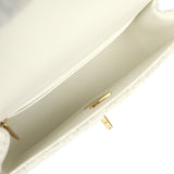 Chanel Mini CC Rectangular Flap Bag with Top Handle White Tweed Brushed Gold Hardware - Thumbnail View 8