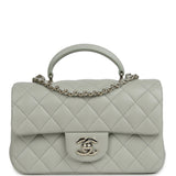 Chanel Mini Classic Rectangular Top Handle Flap Bag Pale Green Lambskin Silver Hardware - Thumbnail View 1