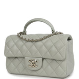Chanel Mini Classic Rectangular Top Handle Flap Bag Pale Green Lambskin Silver Hardware - Thumbnail View 5