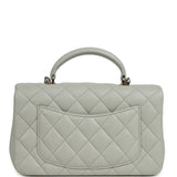 Chanel Mini Classic Rectangular Top Handle Flap Bag Pale Green Lambskin Silver Hardware - Thumbnail View 3