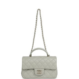 Chanel Mini Classic Rectangular Top Handle Flap Bag Pale Green Lambskin Silver Hardware - Thumbnail View 7
