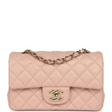 Chanel Mini Classic Rectangular Flap Bag Light Pink Lambskin Light Gold Hardware - Thumbnail View 1