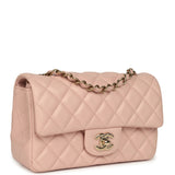 Chanel Mini Classic Rectangular Flap Bag Light Pink Lambskin Light Gold Hardware - Thumbnail View 2