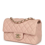 Chanel Mini Classic Rectangular Flap Bag Light Pink Lambskin Light Gold Hardware - Thumbnail View 5