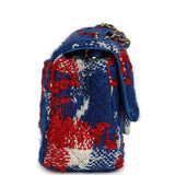 Chanel Mini Classic Rectangular Flap Bag Red, White, Blue Tweed Boucle Gold Hardware - Thumbnail View 3