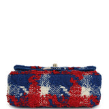 Chanel Mini Classic Rectangular Flap Bag Red, White, Blue Tweed Boucle Gold Hardware - Thumbnail View 6